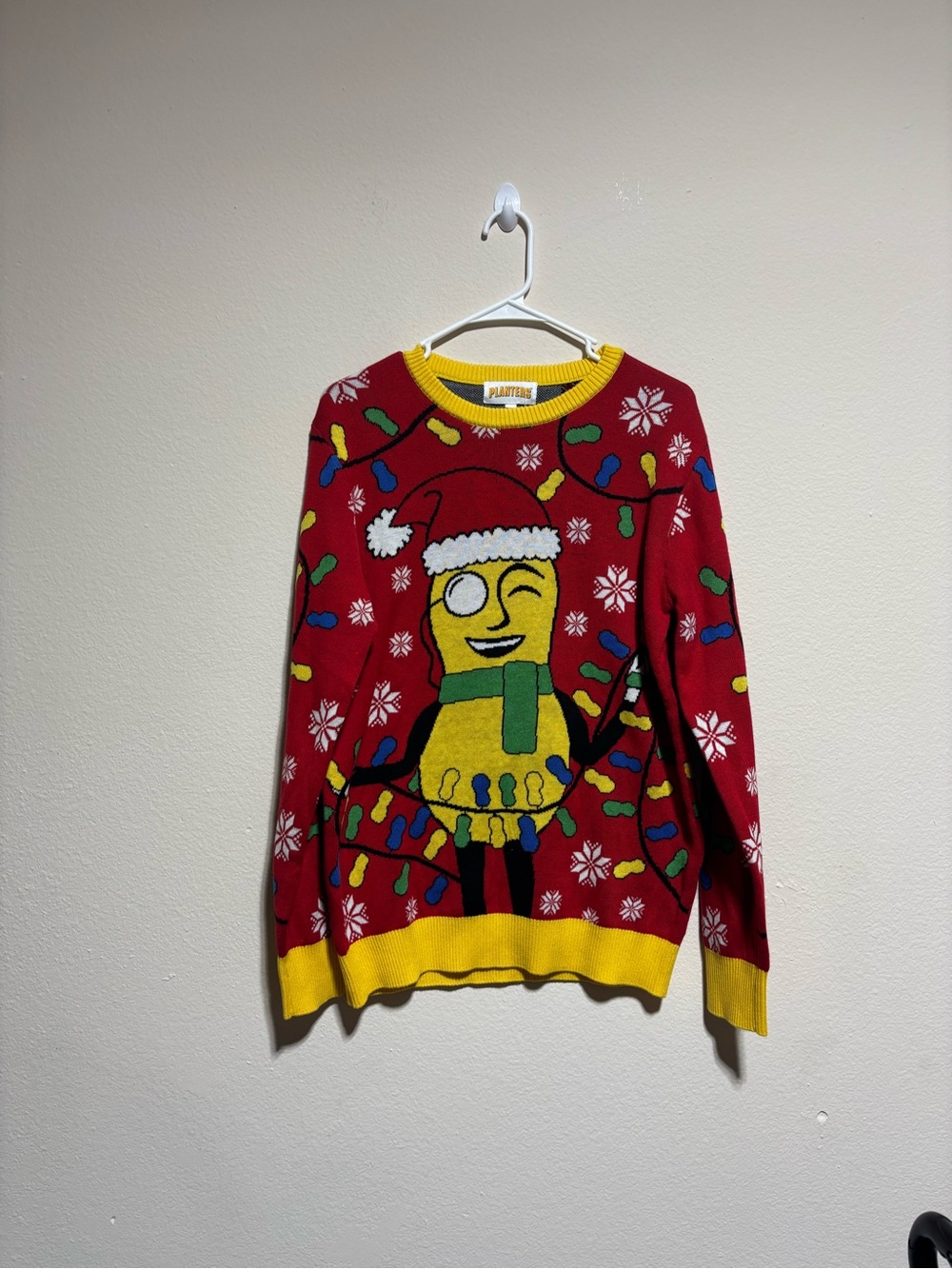 Holiday Crewneck Sweater - Red with Yellow Trim